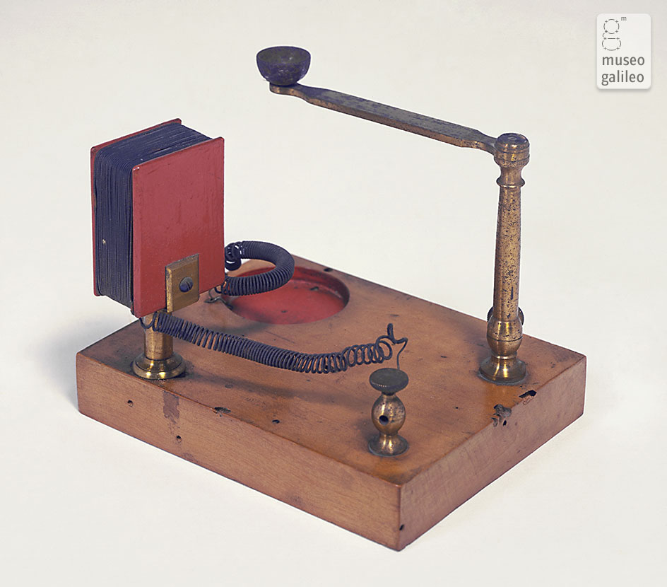 Apparatus demonstrating electrodynamic attraction and repulsion (Inv. 375)